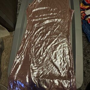 Shimmering Brown One Shoulder Dress